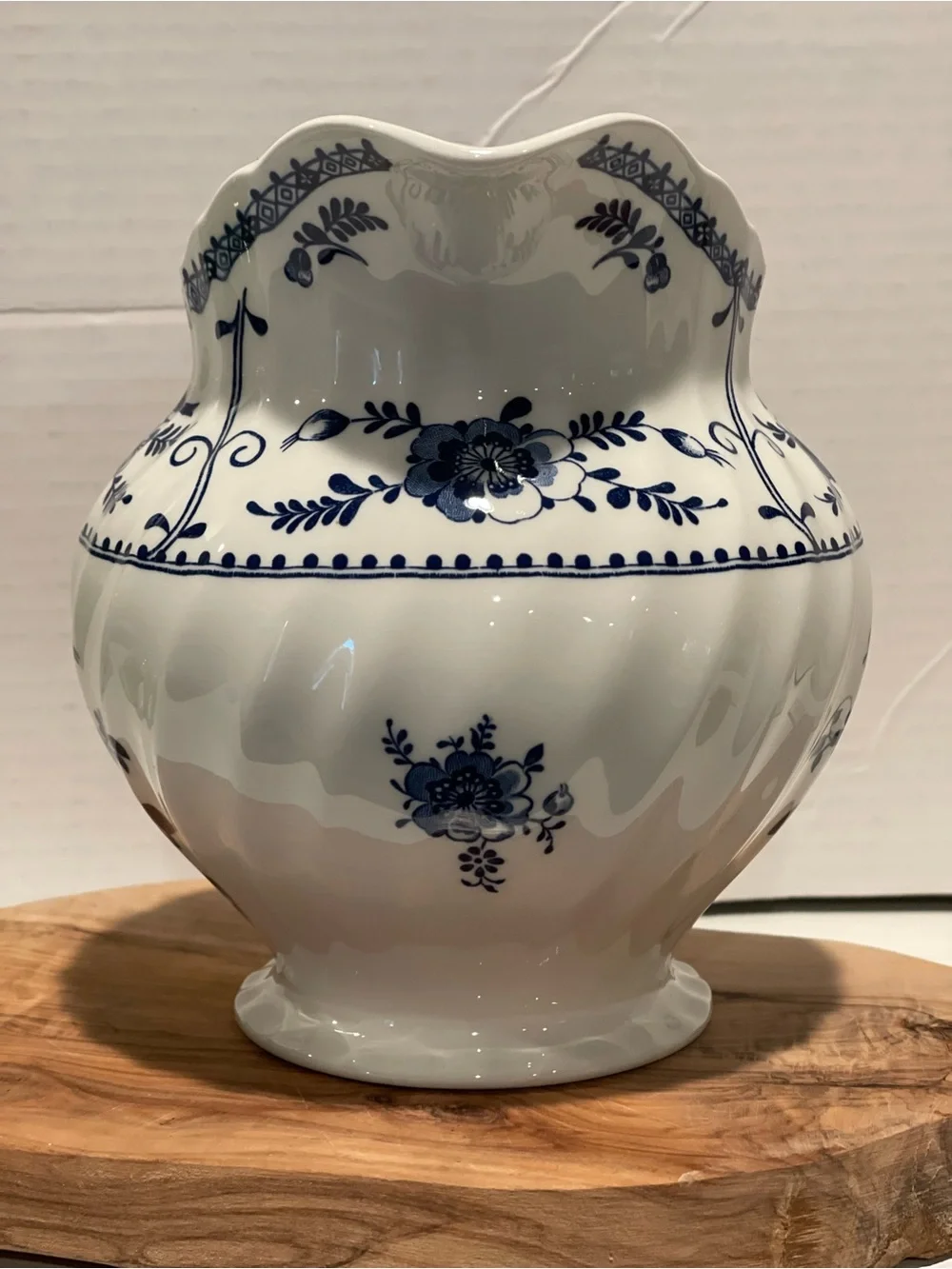 Blue and White Floral Pattern Pitcher - Made in England